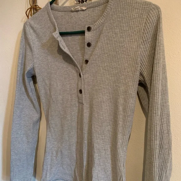 Madewell Ribbed Gray Bodysuit - Picture 2 of 6